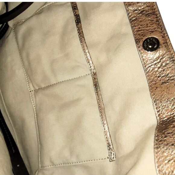 Cole Haan Metallic Brown Leather Double Handled  Satchel Shoulder Bag-Preowned - Picture 15 of 16